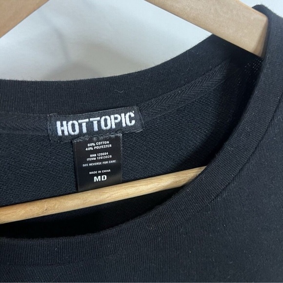 Hot Topic Black Floral Moon Lace Up Sweater Medium - Picture 4 of 5